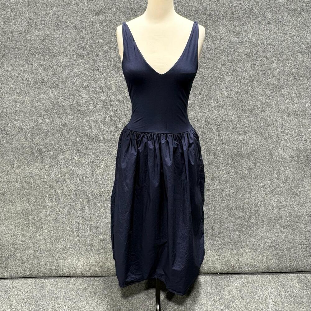 Rails Dress Womens Medium Blue V Neck Jersey Tank Fit Flare Cotton Skirt Midi